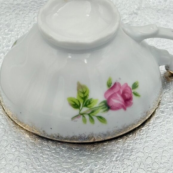 VTG Bone China Teacup‎ Saucer Set Gold Trim Pink Rose Romantic Floral High Tea - Picture 12 of 13